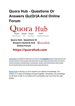 quora hub questions or answers qu or a and online