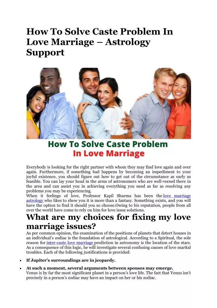 how to solve caste problem in love marriage