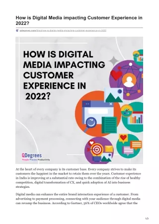 HOW IS DIGITAL MEDIA IMPACTING CUSTOMER EXPERIENCE IN 2022