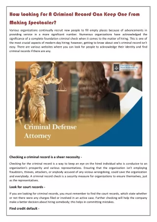 how looking for a criminal record can keep