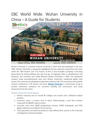 ebc world wide wuhan university in china a guide