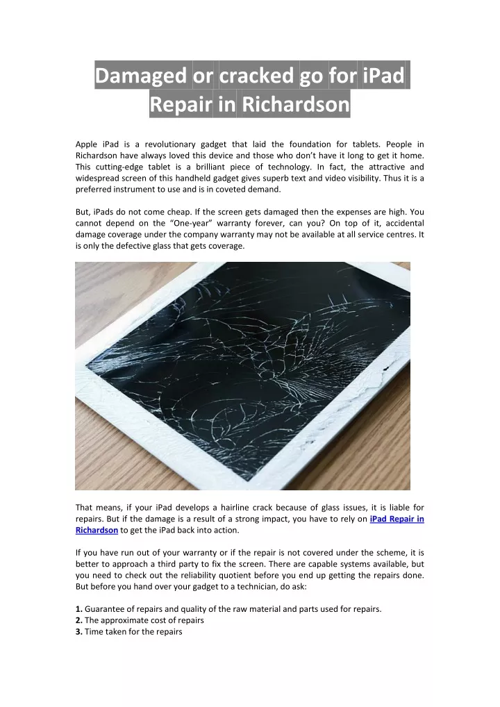 damaged or cracked go for ipad repair