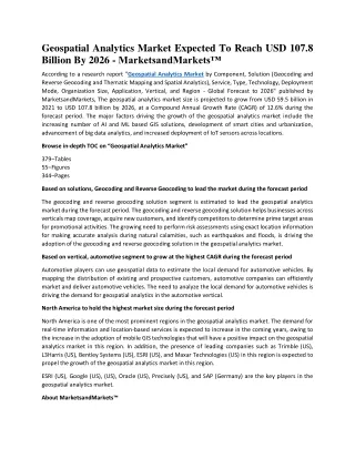 geospatial analytics market expected to reach