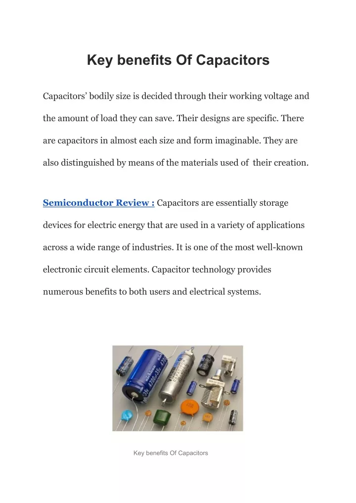 PPT - Key Benefits Of Capacitors PowerPoint Presentation, Free Download ...