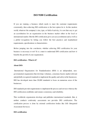 iso 9100 certification
