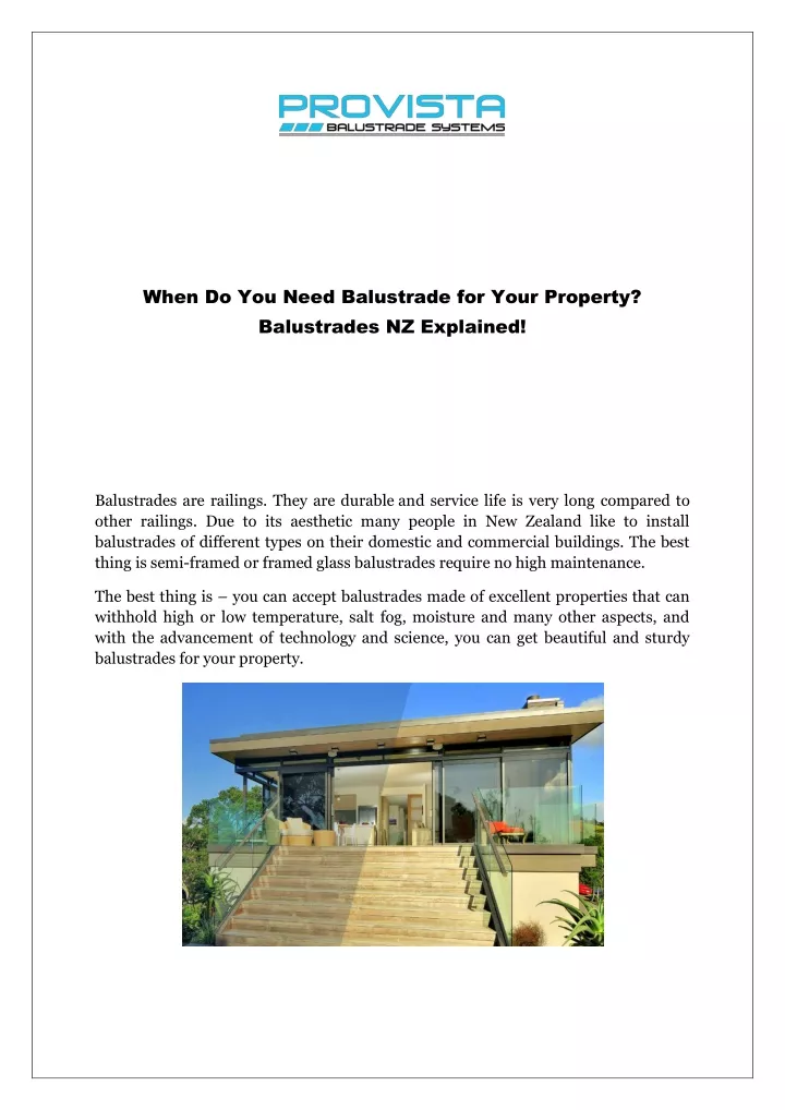when do you need balustrade for your property