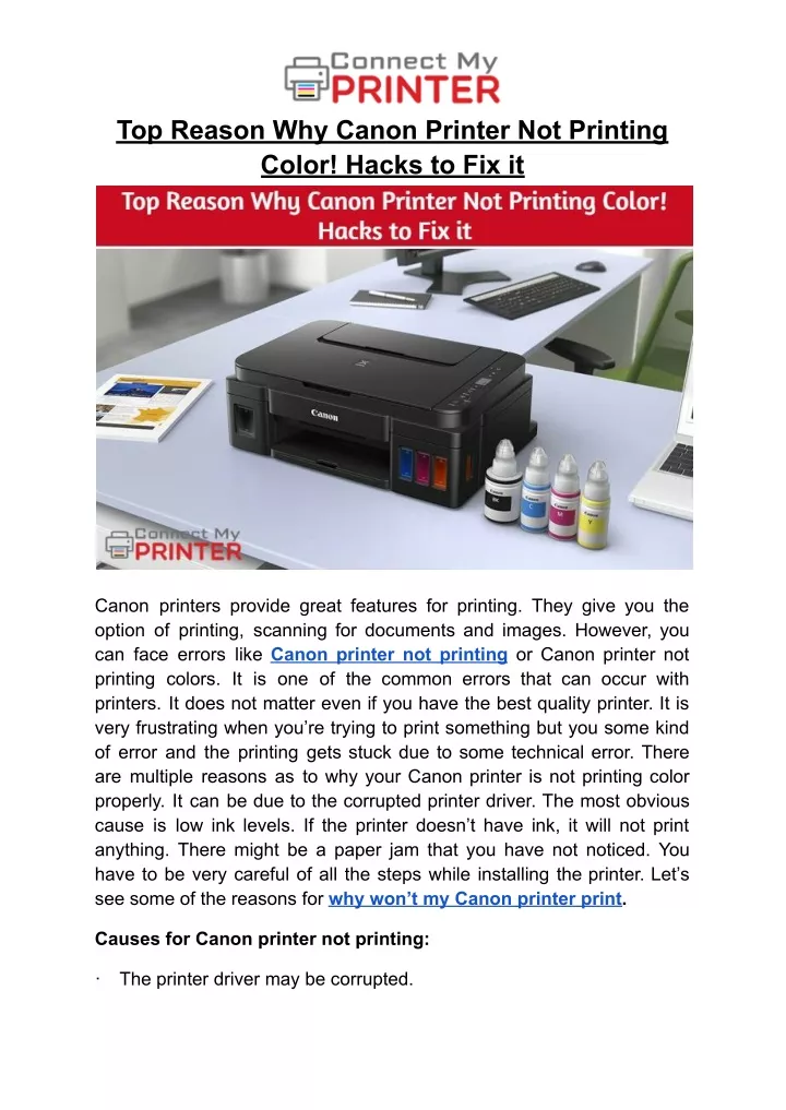 top reason why canon printer not printing color
