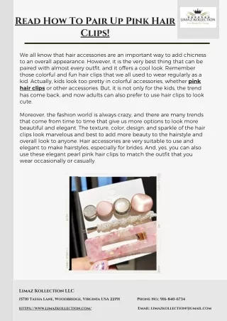 Read How To Pair Up Pink Hair Clips! - Limaz Kollection LLC