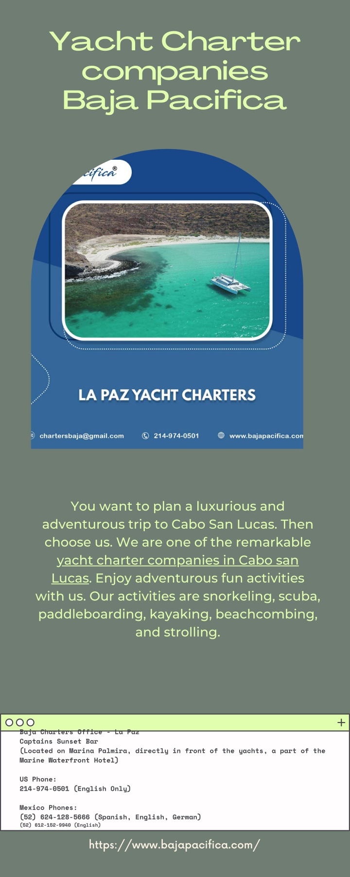 yacht charter companies baja pacifica