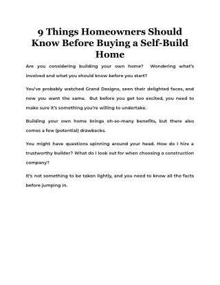9 things homeowners should know before buying