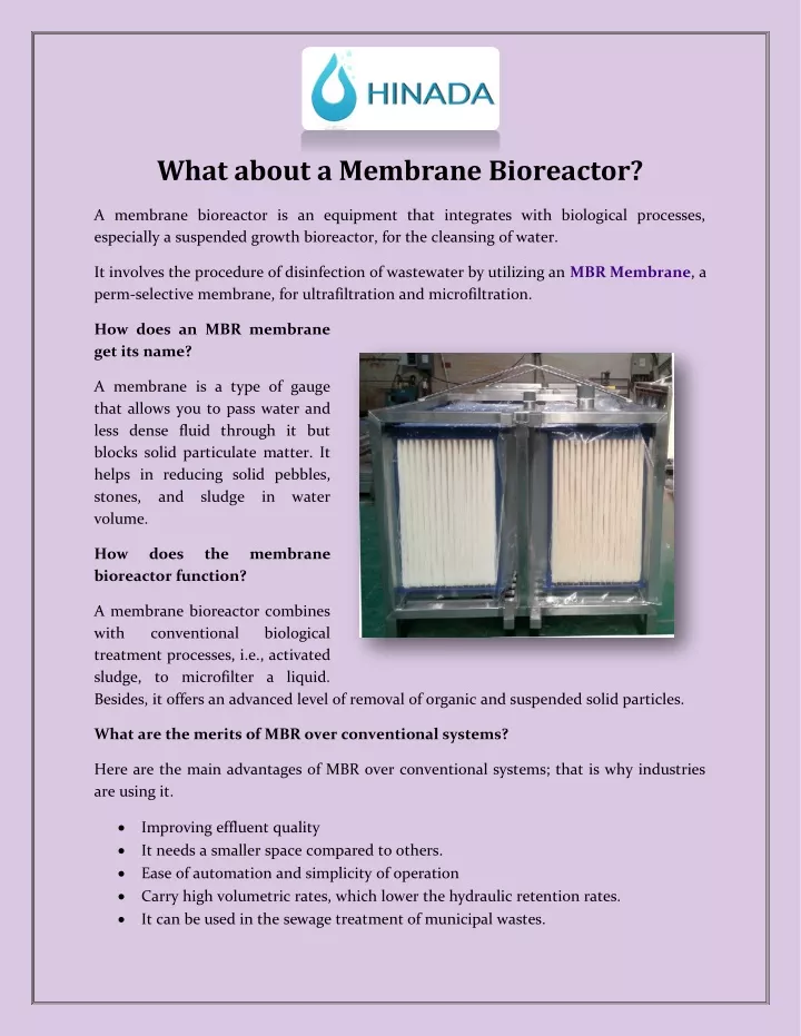 what about a membrane bioreactor