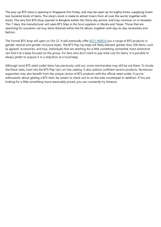 the pop up bts store is opening in singapore this