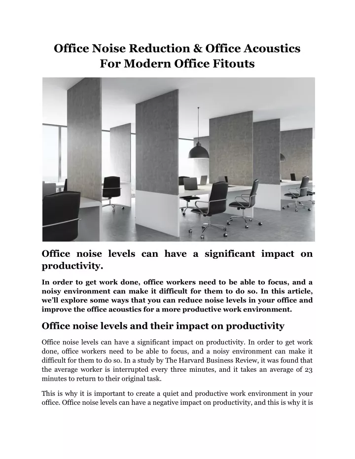 office noise reduction office acoustics