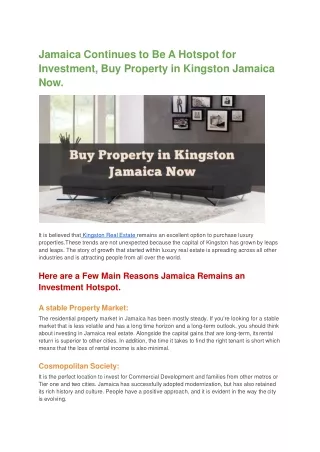 Jamaica Continues to be a Hotspot for Investment, Buy Property in Kingston Jamaica Now-converted