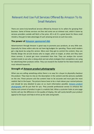 relevant and use full services offered by amazon