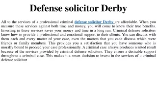 Defense solicitor Derby