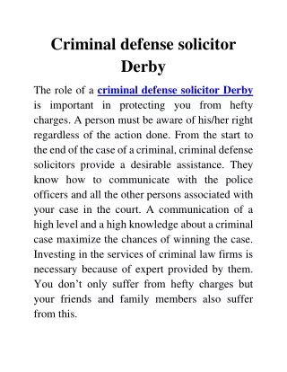 criminal defense solicitor Derby