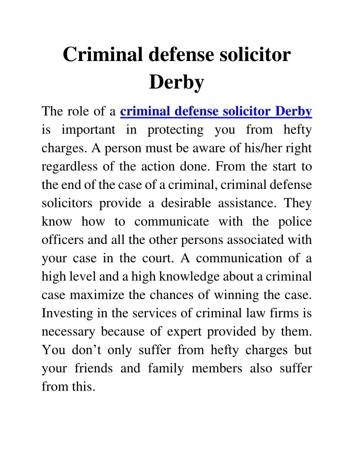 criminal defense solicitor derby