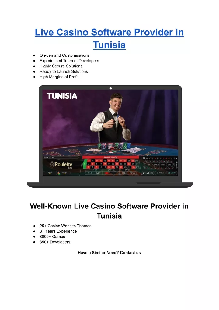 live casino software provider in tunisia