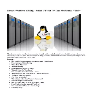 linux or windows hosting which is better for your