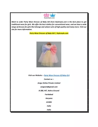 Party Wear Dresses of Baby Girl  Stylemylo.com