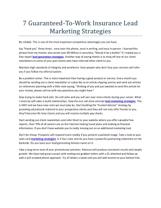 7 guaranteed to work insurance lead marketing