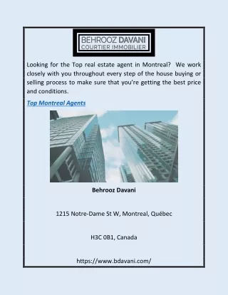 Top Montreal Agents | Bdavani.com