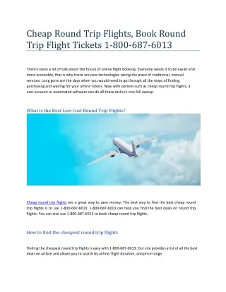 Cheap Round Trip Flights, Book Round Trip Flight Tickets 1-800-687-6013