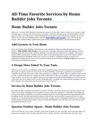 all time favorite services by home builder jobs