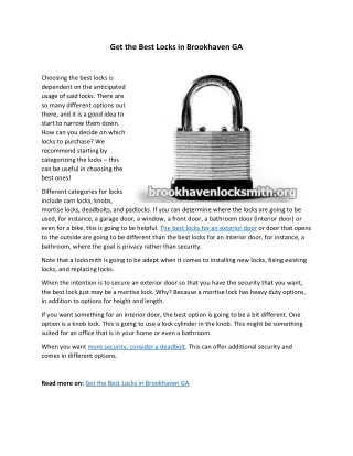 Get the Best Locks in Brookhaven GA