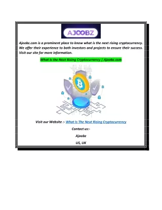 What Is the Next Rising Cryptocurrency  Ajoobz.com