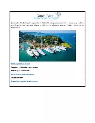 Affordable Yacht Registration Holland Boatregistration.expert