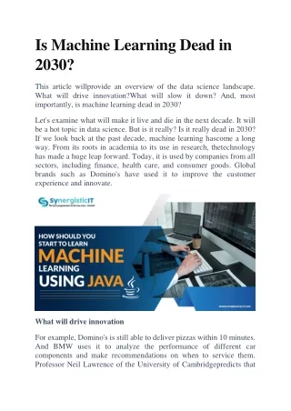 is machine learning dead in 2030