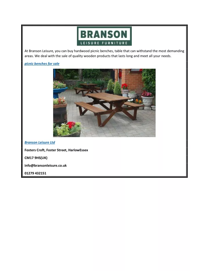 at branson leisure you can buy hardwood picnic