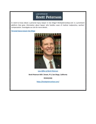 Personal Injury Lawyer San Diego  Brettpetersonlaw.com