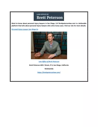 Personal Injury Lawyer San Diego Ca  Brettpetersonlaw.com