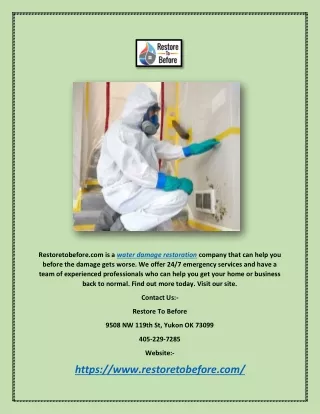 restoretobefore com is a water damage restoration