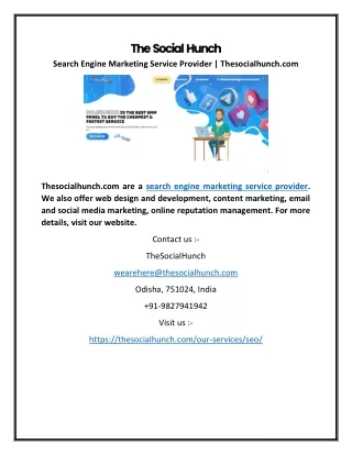 Search Engine Marketing Service Provider | Thesocialhunch.com
