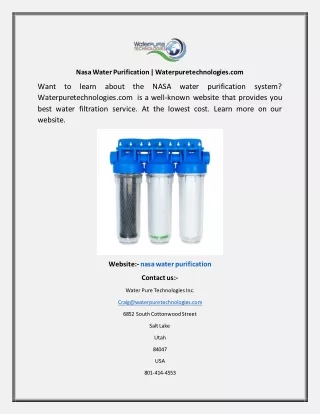 Nasa Water Purification Waterpuretechnologies