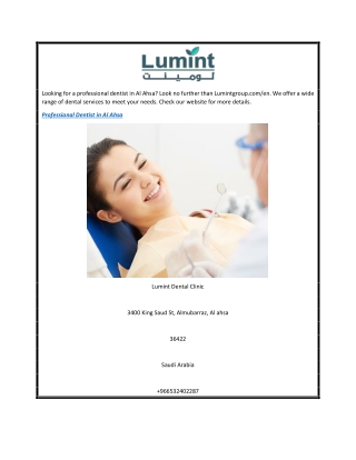 Professional Dentist in Al Ahsa  Lumintgroup.com en