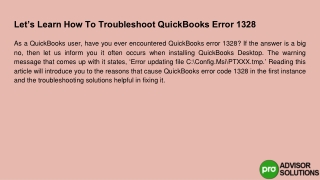 let s learn how to troubleshoot quickbooks error 1328