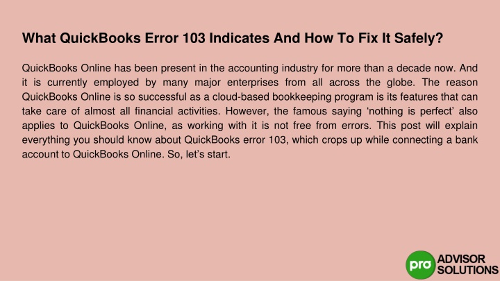 what quickbooks error 103 indicates and how to fix it safely