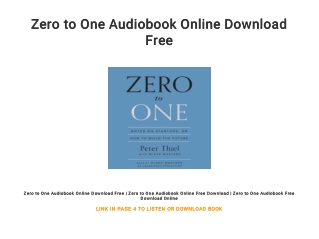 Zero to One Audiobook Online Download Free