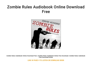 Zombie Rules Audiobook Online Download Free