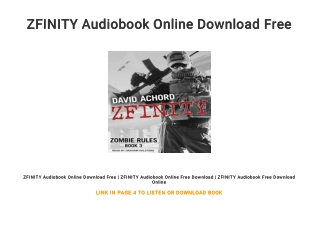 ZFINITY Audiobook Online Download Free