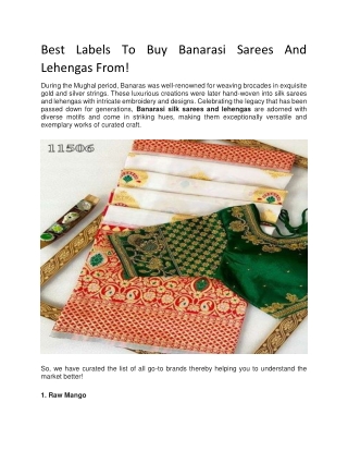 Banarasi saree online shopping in India