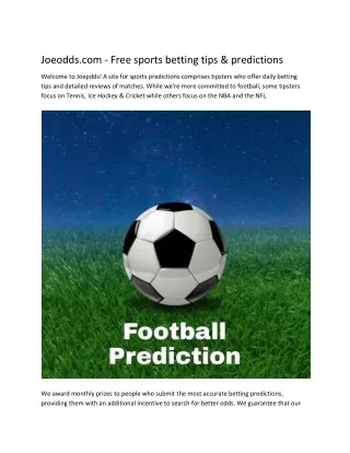 Joeodds.com - Free sports betting tips & predictions