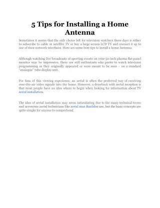 5 tips for installing a home antenna