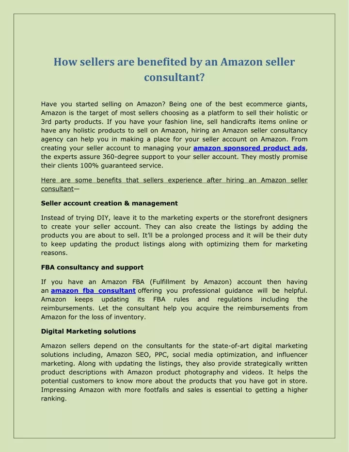 how sellers are benefited by an amazon seller