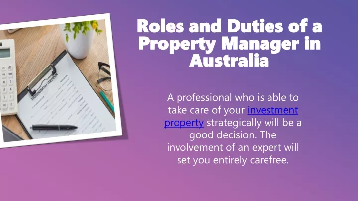 roles and duties of a property manager in australia